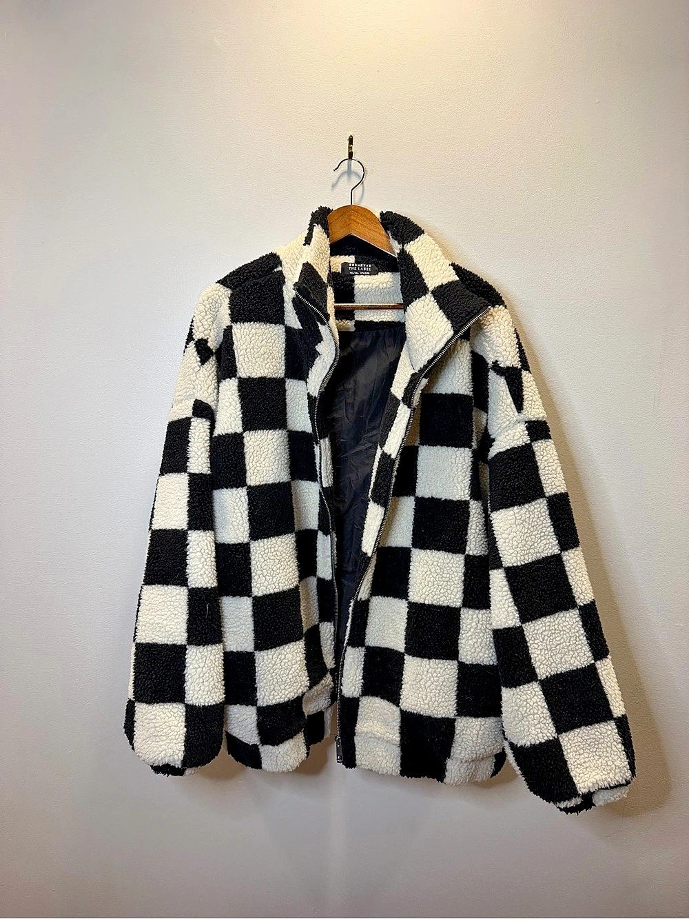 Brunette The Label Checkerboard Sherpa Jacket Black & White 4xL/5XL